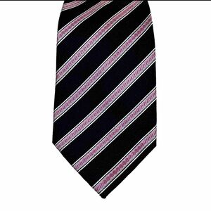 Henry‎ Jacobson Men's Necktie Silk Woven Navy Pink Striped Long 61x4”